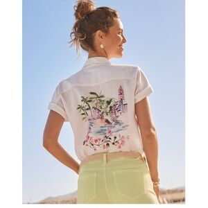 Tommy Bahama Coastalina Linen Paradise Shores Camp Shirt,XL,travel,vacation